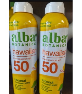 Alba Botanica SPF50 Hawaiian Coconut 8 fl oz Sunscreen Spray. 5000units. EXW Los Angeles